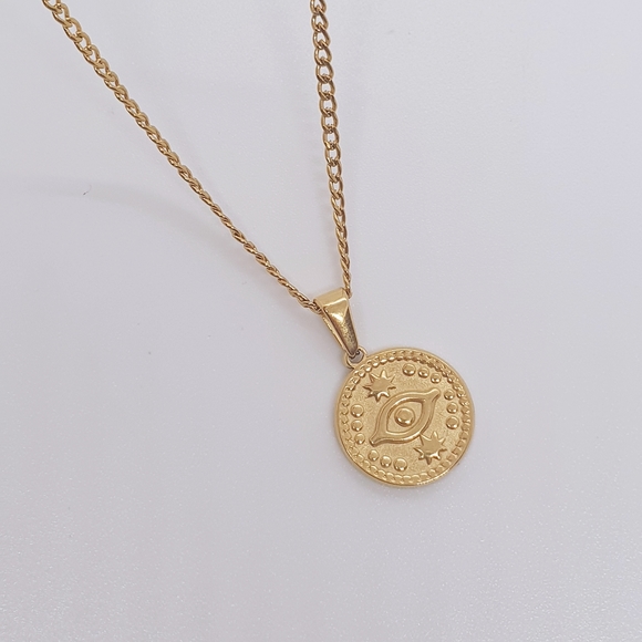 Jewelry - Water Resistant 18ct Gold Plated Evil Eye Necklace